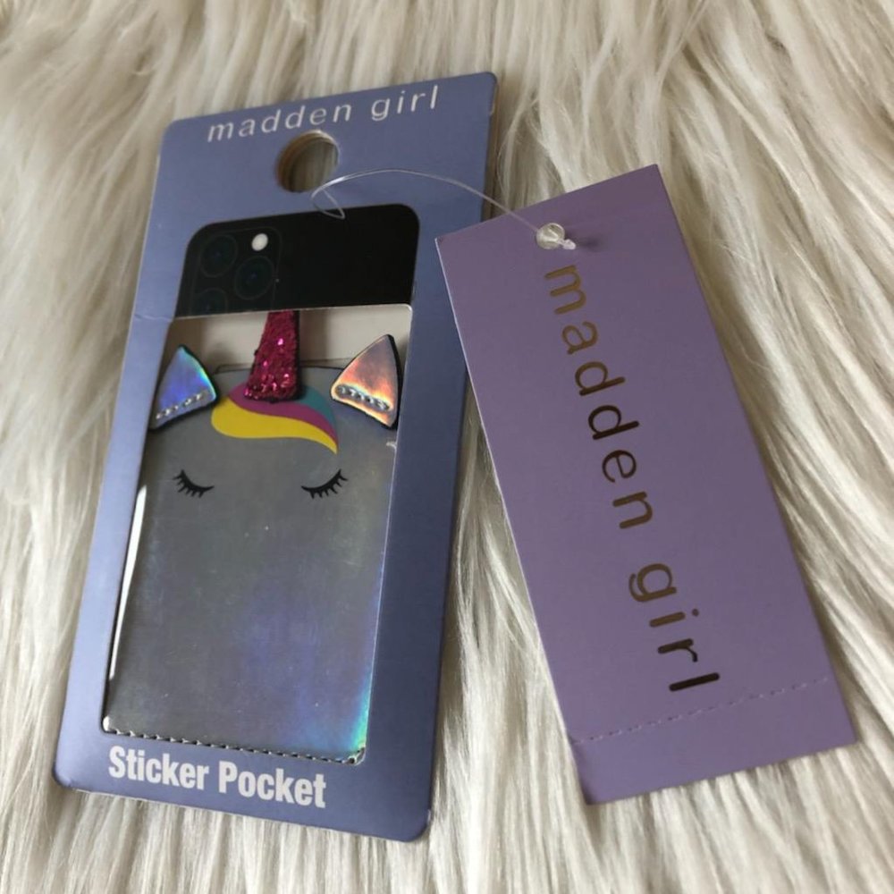 Madden Girl Iridescent Unicorn Phone Sticker Pocket